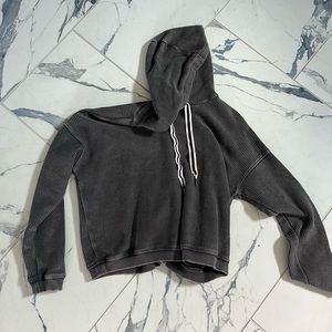 Grey aerie cropped ribbed sweatshirt womens